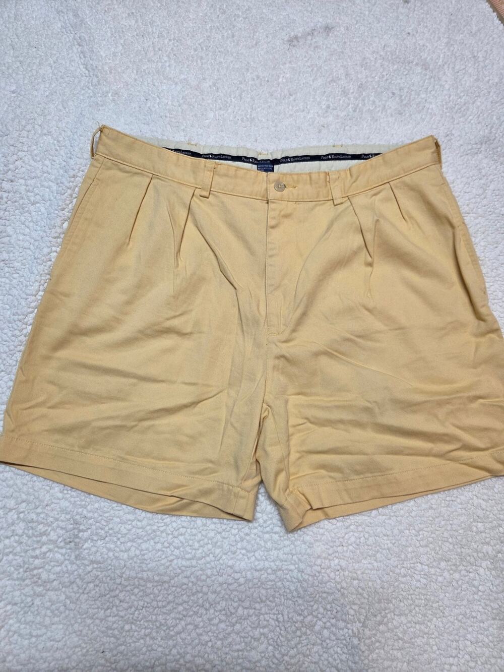 Polo by Ralph Lauren Men's Yellow Pleated Hybrid Shorts size 38